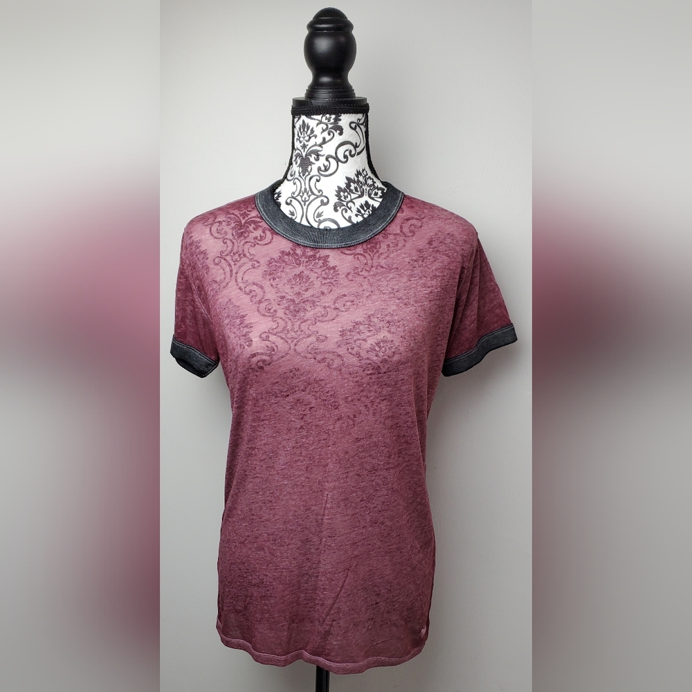 Victoria's Secret Pink Short Sleeve Tee Shirt Top Pink/Maroon Gray XS